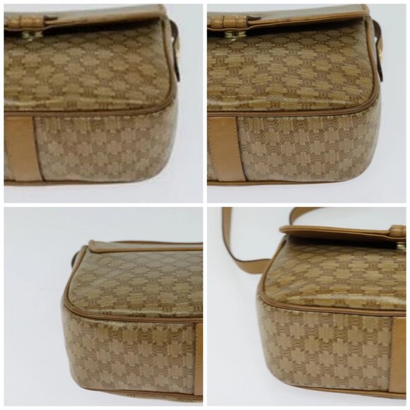 CELINE Macadam Canvas Shoulder Bag Beige Gold Auth 121456 - Picture 14 of 16